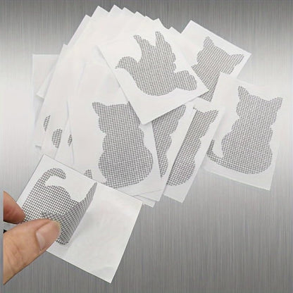 10pcs Animal Shaped Window Screen Repair Patches, Adorable Door Mesh Tape, Waterproof Mosquito-Proof Self-Adhesive Patch for Tears Holes, Home Decor Protection(10PCS Cat)
