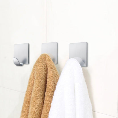Heavy Duty Adhesive Hooks Stick on Hooks Stainless Steel Waterproof Wall Hooks Hangers for Hanging Robe, Coat, Towel, Keys, Bags, Lights, Calendars -Home Kitchen Bathroom 4-Pack