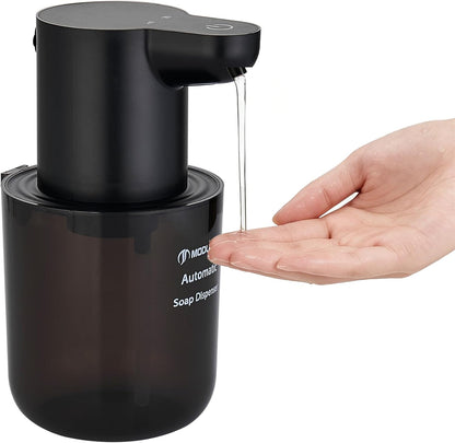 Automatic Foaming Soap Dispenser for Bathroom: 4-Level Adjustable Countertop/Wall Mount Hand Soap Dispenser, 13.5oz/400ml Type-C Rechargeable – Suitable for Kitchen, Bathroom, Office, Hotel (Black)