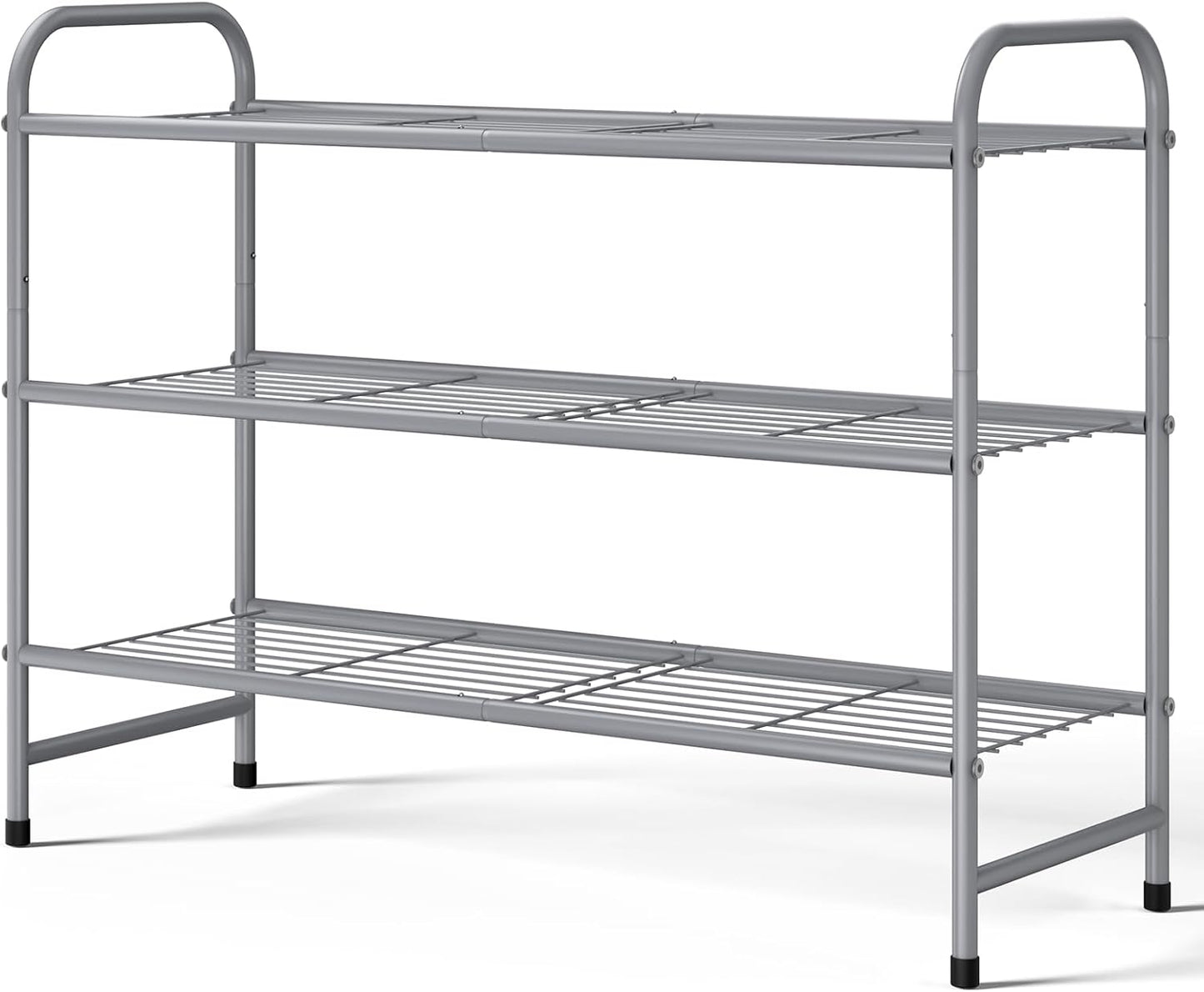 Kitsure Shoe Rack - Stainless Steel Shoe Organizer, Sturdy Shoe Rack for Closet and Front Door Entrance, Free Standing Shoe Shelf, Closet Organizers and Storage, 25.6" Wide - 3 Tier, Black