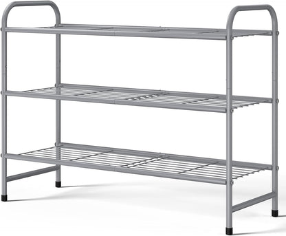 Kitsure Shoe Rack - Stainless Steel Shoe Organizer, Sturdy Shoe Rack for Closet and Front Door Entrance, Free Standing Shoe Shelf, Closet Organizers and Storage, 25.6" Wide - 3 Tier, Black