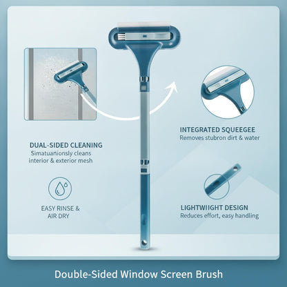 Sturdy PP Plastic Double-Sided Window Screen Brush, 13-Inch Squeegee Tool for Efficient In-Place Mesh Cleaning