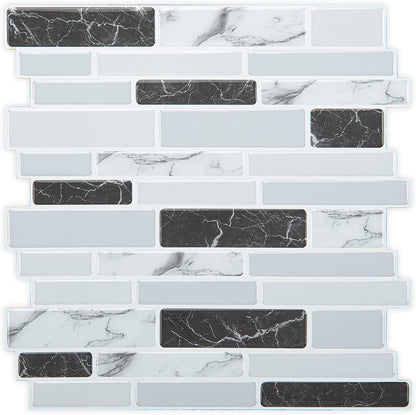 Art3d 10-Sheet Peel and Stick Kitchen Backsplash Tiles, 12"x12" Self-Adhesive Marble Grey Wall Tiles for Kitchen and Bathroom