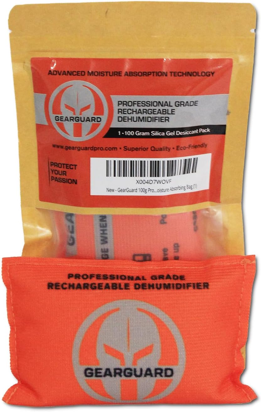 100g Professional Grade Rechargeable Dehumidifier - Desiccant (1-Pack) Moisture Absorbers for Storage Bins, Gun Safes, Cars, Boats, Closets, and other valuables.