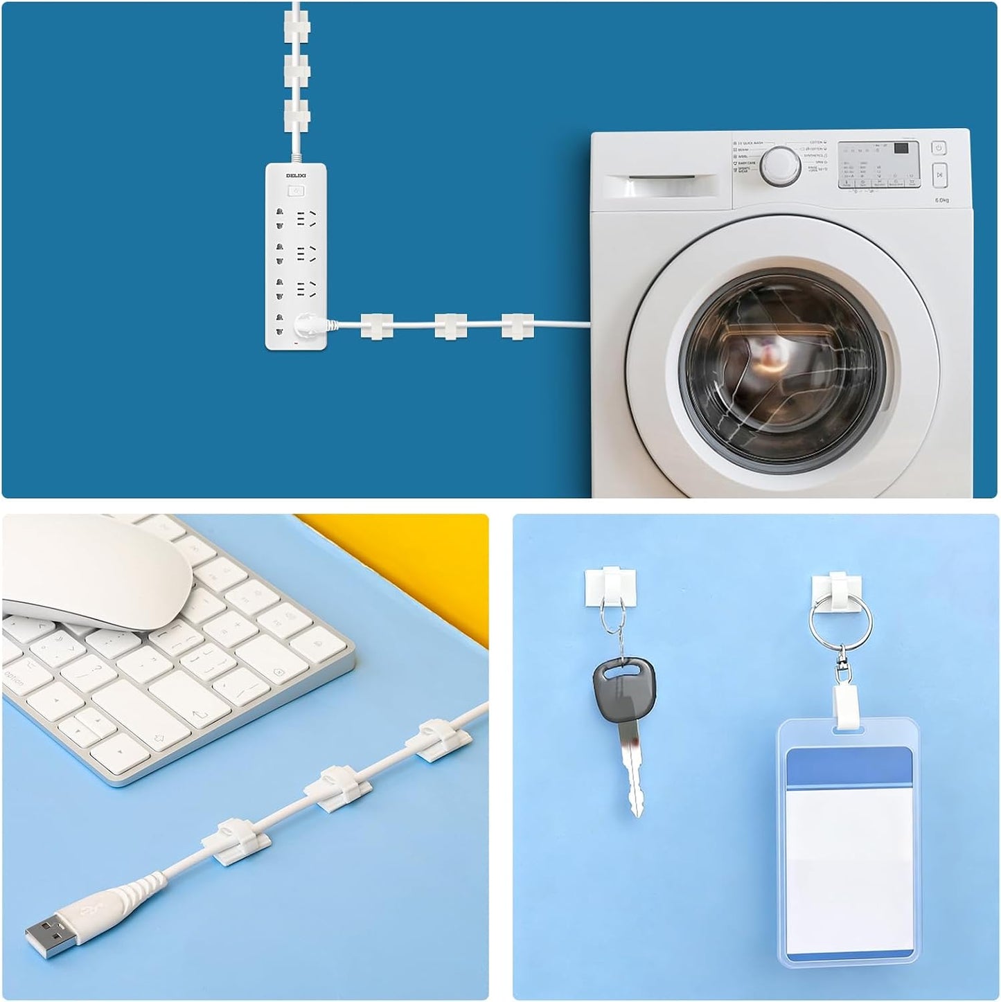 Segarty Cable Clips White, 100 PCS Small Self Adhesive Wire Ties Holder Adjustable Cords Organizer Clamps Ideal Cord Management for Hanging Tidying Wires for PC Desk Car Wall Office Home Outdoors