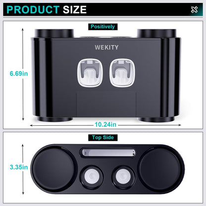 Toothbrush Holder Wall Mounted, WEKITY Multi-Functional Toothbrush and Toothpaste Dispenser for Bathroom, with 5 Toothbrush Slots, 2 Toothpaste Squeezers and 4 Cups(Grey)