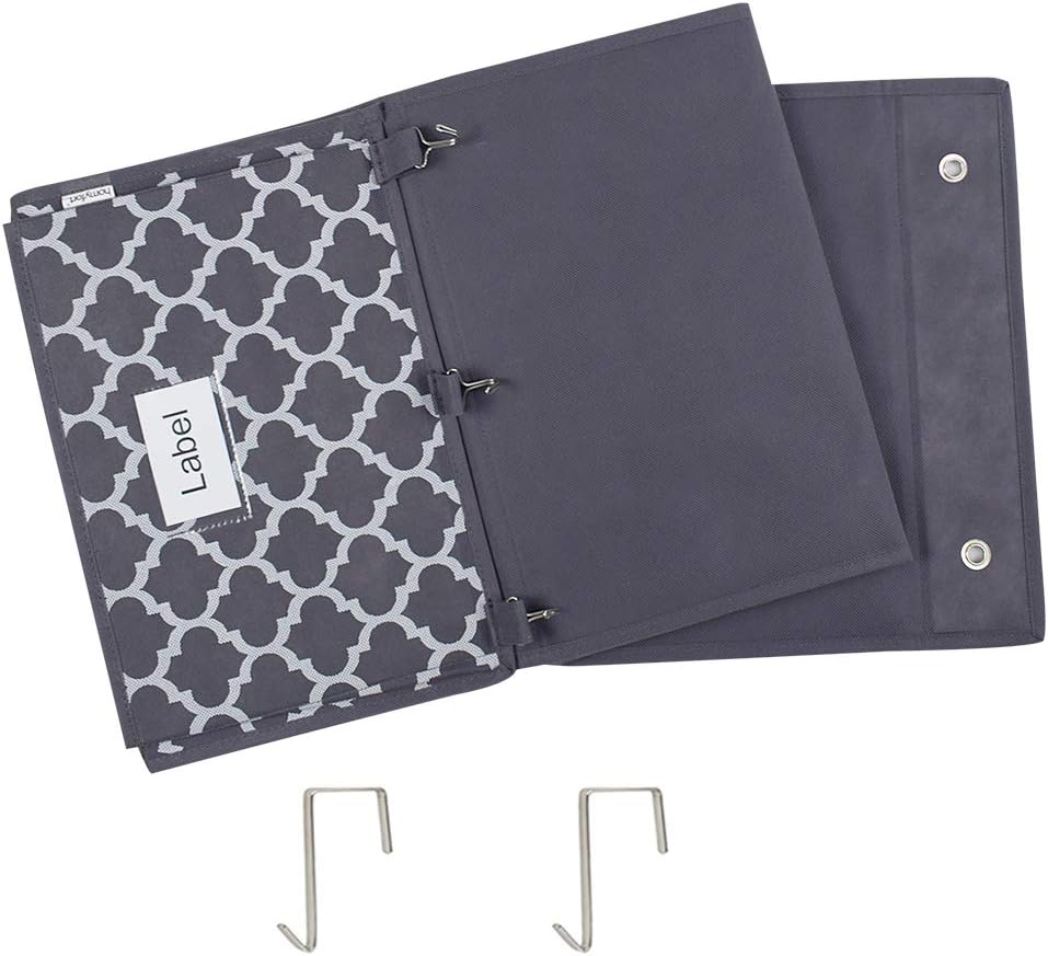 homyfort Over the Door File Organizer, Wall Hanging File Folders with 5 Large Pocket for Mails, Magazines, Back to School Supplies,Office Chart Storage, Paper Organization (Grey)