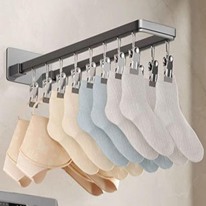 Pssopp Wall Mounted Drying Rack, Zinc Alloy Foldable Wall Clothes Rack, Space Saving Laundry Hanger 8 X 6.2 Cm for Socks Bras Underwear Towels in Laundry Room Bathroom (8 Clips (23.3cm/9.2in))