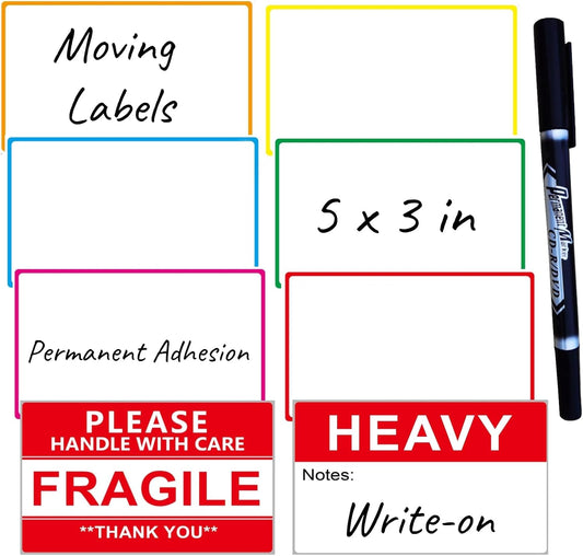 6" x 4" Large Moving Labels for Boxes, Packing Supplies for Moving Color Coded Blank Labels Stickers for Home Organization Projects, Kitchen, Storage Bins, Permanent Adhesive