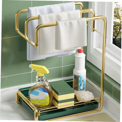 Wall Hanging Kitchen Drain Rack Practical Storage Stand for Duster Cloth Cleaning Sponge Lightweight Material with Water Tray for Easy Access and Drying Kitchen