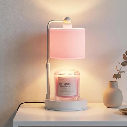 Candle Warmer Lamp with Timer, Modern Farmhouse Candle Warmer, Height Adjustable & Dimmable Electric Candle Warmer Lamp, Includes 2 Bulbs, Birthday Gift for Women, Mom, Housewarming - Flaxen