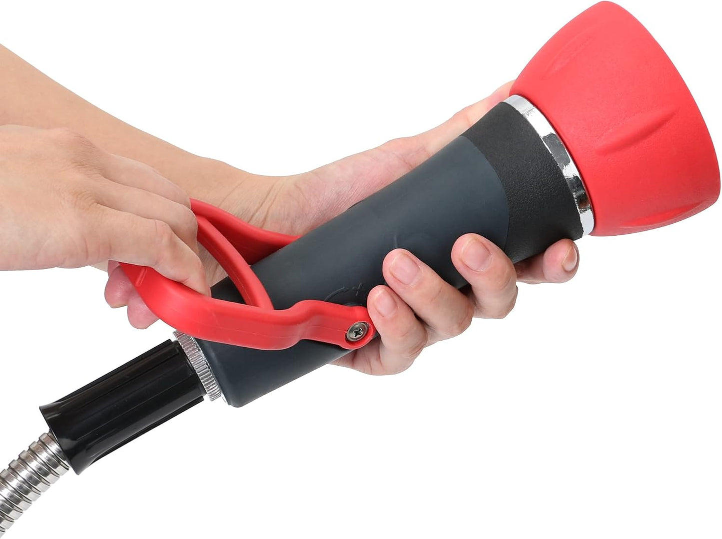 STYDDI Industrial Fireman's Garden Hose Nozzle High Flow, Professional High Volume Classic Fireman Style Spray Nozzle, Heavy Duty Adjustable Twist Hose Nozzle with Large Shut-off Handle, 250 PSI