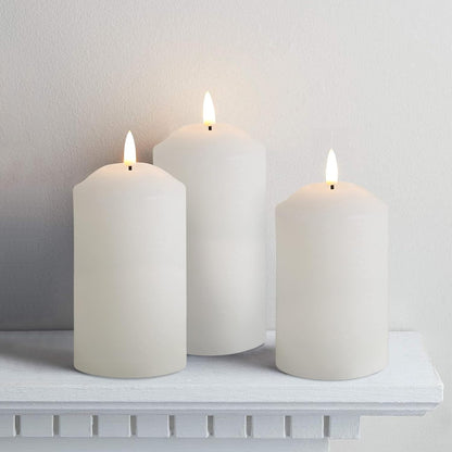 Eywamage White Flameless Pillar Candles with Remote, Flickering LED Candles Battery Powered Real Wax Set of 3