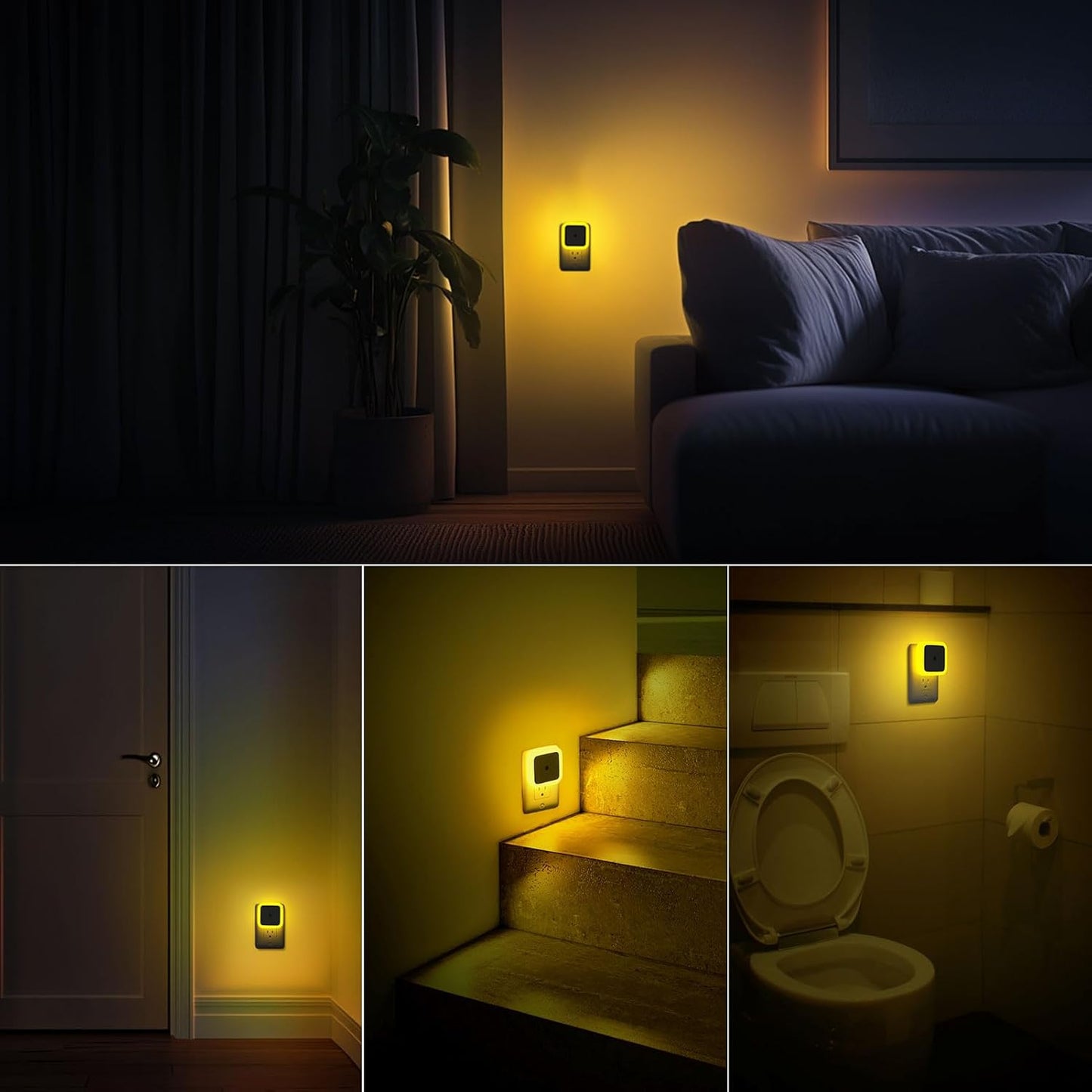 Sujeet Night Light, Night Lights Plug into Wall 4-Pack, Nightlight Plug in Night Lights, Dusk to Dawn Night Lamp Led Night Light for Bedroom, Bathroom, Hallway Warm White