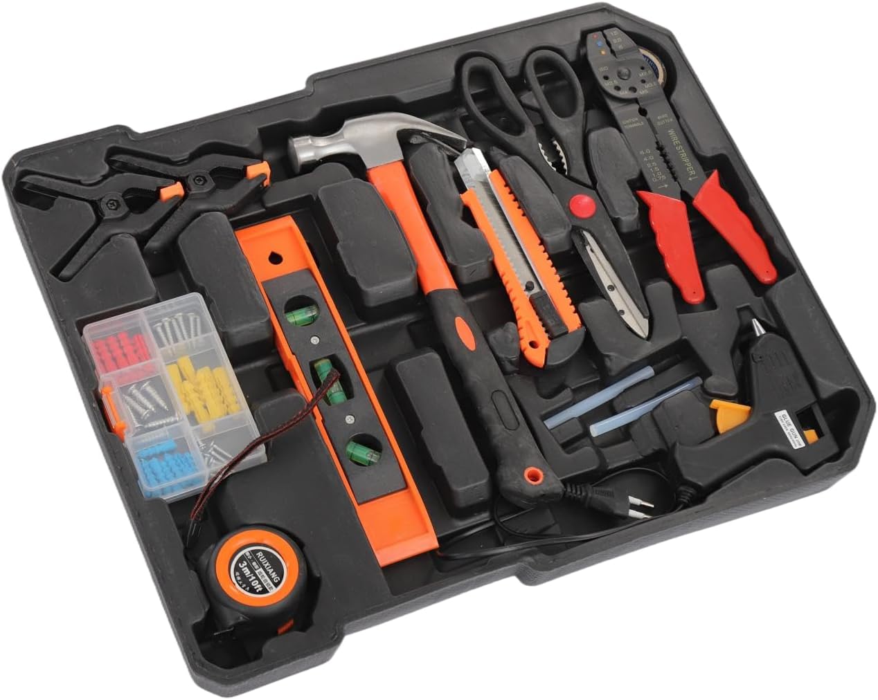 187pcs Trolley Case Tool Set, Carbon Steel Home Repair Kit Household Hand Tool Kit Toolbox Storage Case, Complete Rolling Tool Box for Maintenance Garden Homeowner DIYer Handyman