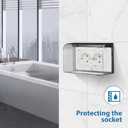 Ipetboom Waterproof Socket Cover Double-Position Thickened Adhesive Outlet Protector Box Splash-Proof Electrical Socket Cover for Indoor and Outdoor Use 7.95X4.76X2.95In
