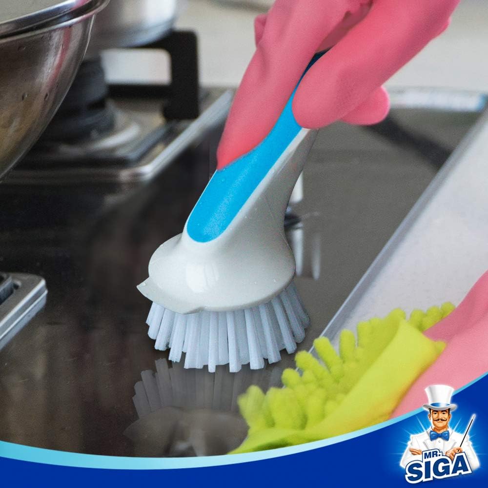 MR.SIGA Pot and Pan Cleaning Brush, Dish Brush for Kitchen, Lake Blue, Pack of 2