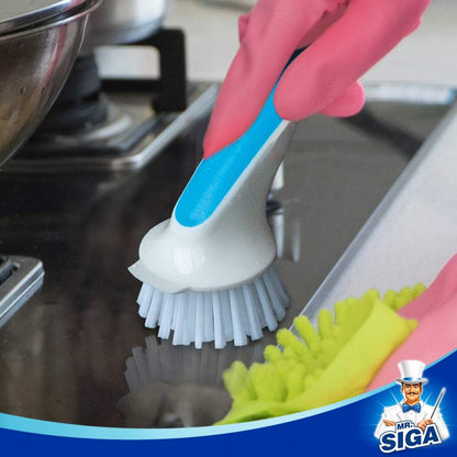 MR.SIGA Pot and Pan Cleaning Brush, Dish Brush for Kitchen, Lake Blue, Pack of 2