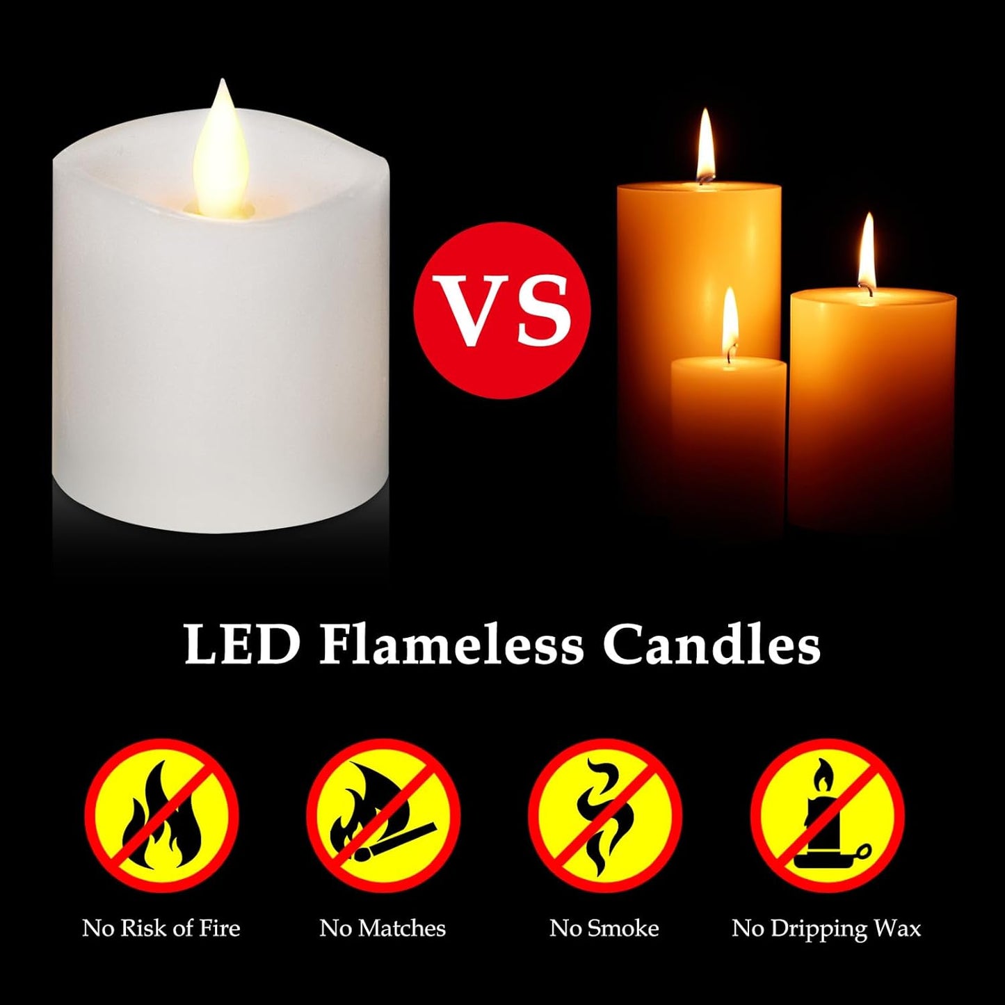 3"x4" Flickering Flameless Battery Candles with Timer, White Realistic LED Pillar Candles, Set of 2 Large Remote-Operated Candles for Home Indoor/Outdoor & Holiday Decor