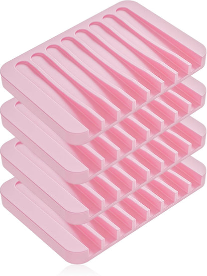 4-Pack Self Draining Soap Dish for Shower Bathroom Waterfall Silicone Soap Saver Tray Sponge Holder for Kitchen Sink Non-Slip Easy Clean (Black and White)