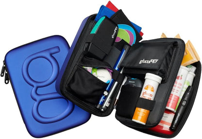 Glucology Large Diabetes Travel Case Hard Shell, Organizer for Glucose Monitor, Insulin Pen, BGL Strips, Syringe, Needles & Diabetic Supplies, Premium & Durable with Extra Compartment, Black