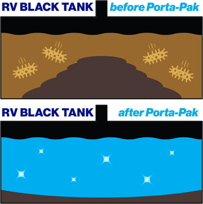 Walex Porta-Pak Black Holding Tank Deodorizer & Portion Control System Drop-Ins - Rapid Breakdown of Waste & Paper, Odor Prevention, Cleans Tank & Sensors - Lavender Breeze, 10-Pack