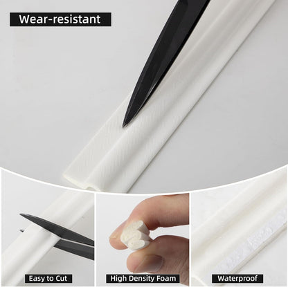 118 inch Weather Stripping Door Seal Strip for Bottom of Door,Self-Adhesive Window Draft Stopper Foam Seal Strip,Soundproof Window Insulation Weather Strip for Winter Gap Blocker(White)