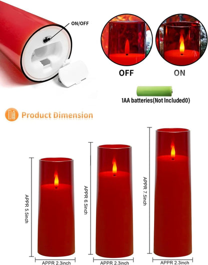 kakoya Flickering Flameless Candles Battery Operated with Remote and 2/4/6/8 H Timer Plexiglass Led Pillar Candles Pack of 9(D2.3 xH5.5 6.5" 7.5") with Realistic 3D Wick Candles for Home Decor(Ivory)