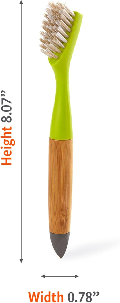 Full Circle Every-Crevice Detail Brush, Deep Cleaning Brush for Crevices, Shower, & Grout, Tough Bristles, Sustainable Bamboo Handle, White