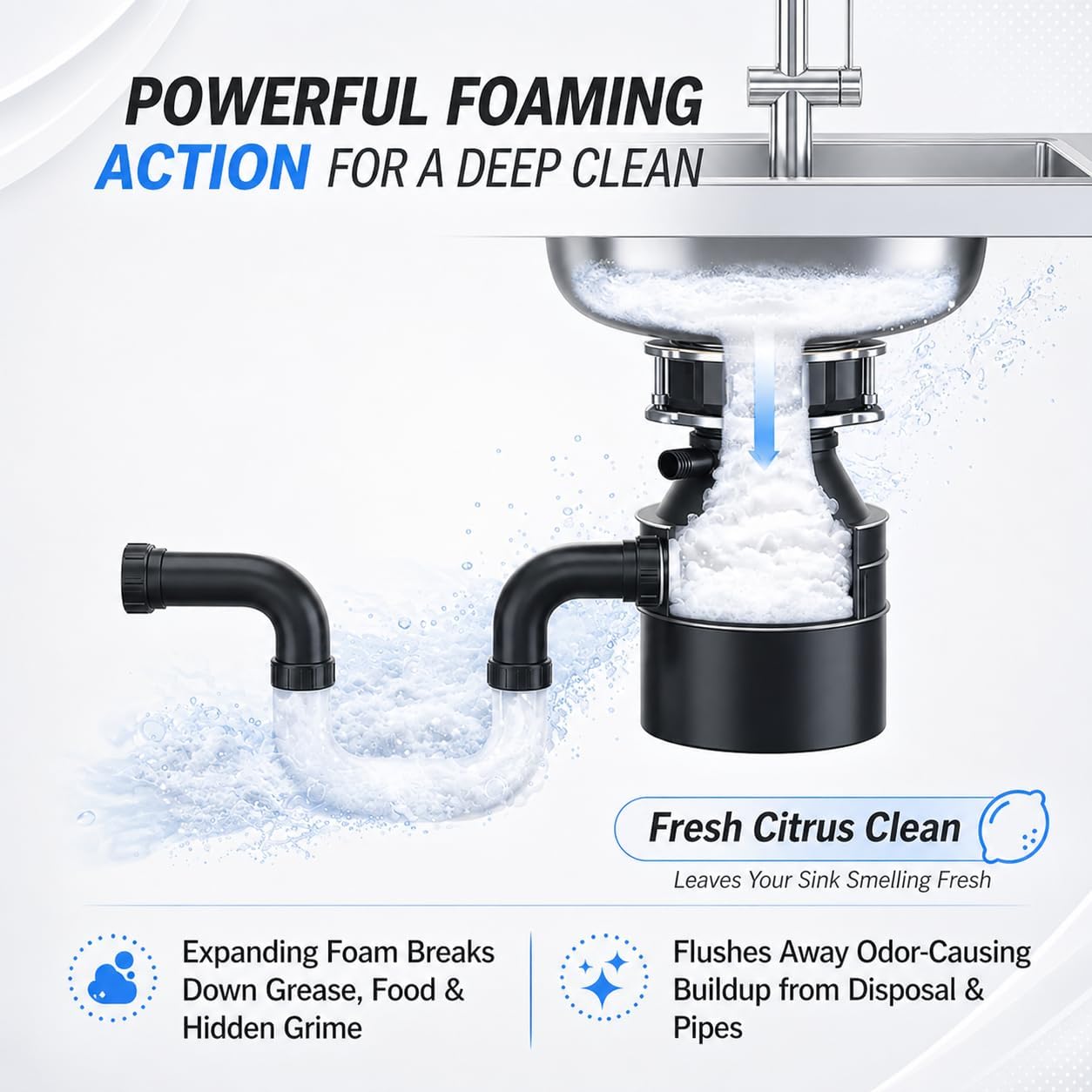 Garbage Disposal Cleaner Deodorizer Tablets – Heavy Duty XL Foaming Tablet for Kitchen Sink Drains and Disposals – Natural Sink and Disposal Cleaning Tablet – 12 XL Tablets, One Year Supply