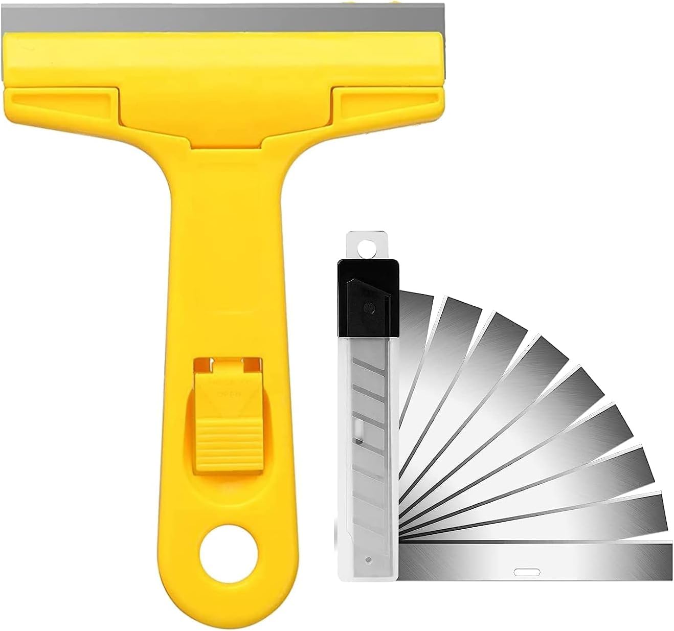 2PACK Razor Blade Scraper Tool with 30Pcs Stainless Steel Blades for Glass Stovetops Cooktop Ceramic Metal Tape Paint Glue Stickers Removal Tool