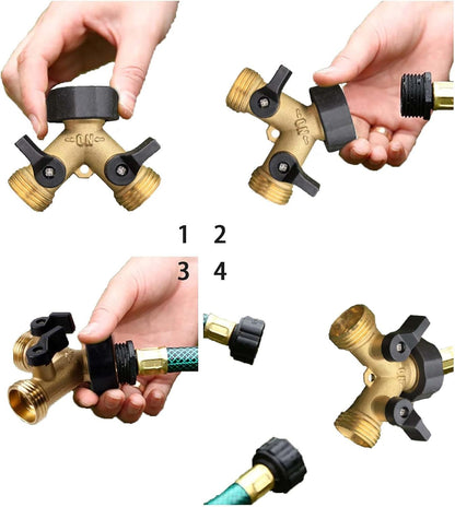 Garden Hose Splitter 2 Way Heavy Duty,Faucet Splitter, Outdoor Faucet Splitter, y Adapter for Water Hose, Water Spigot Splitter （2Pcs）