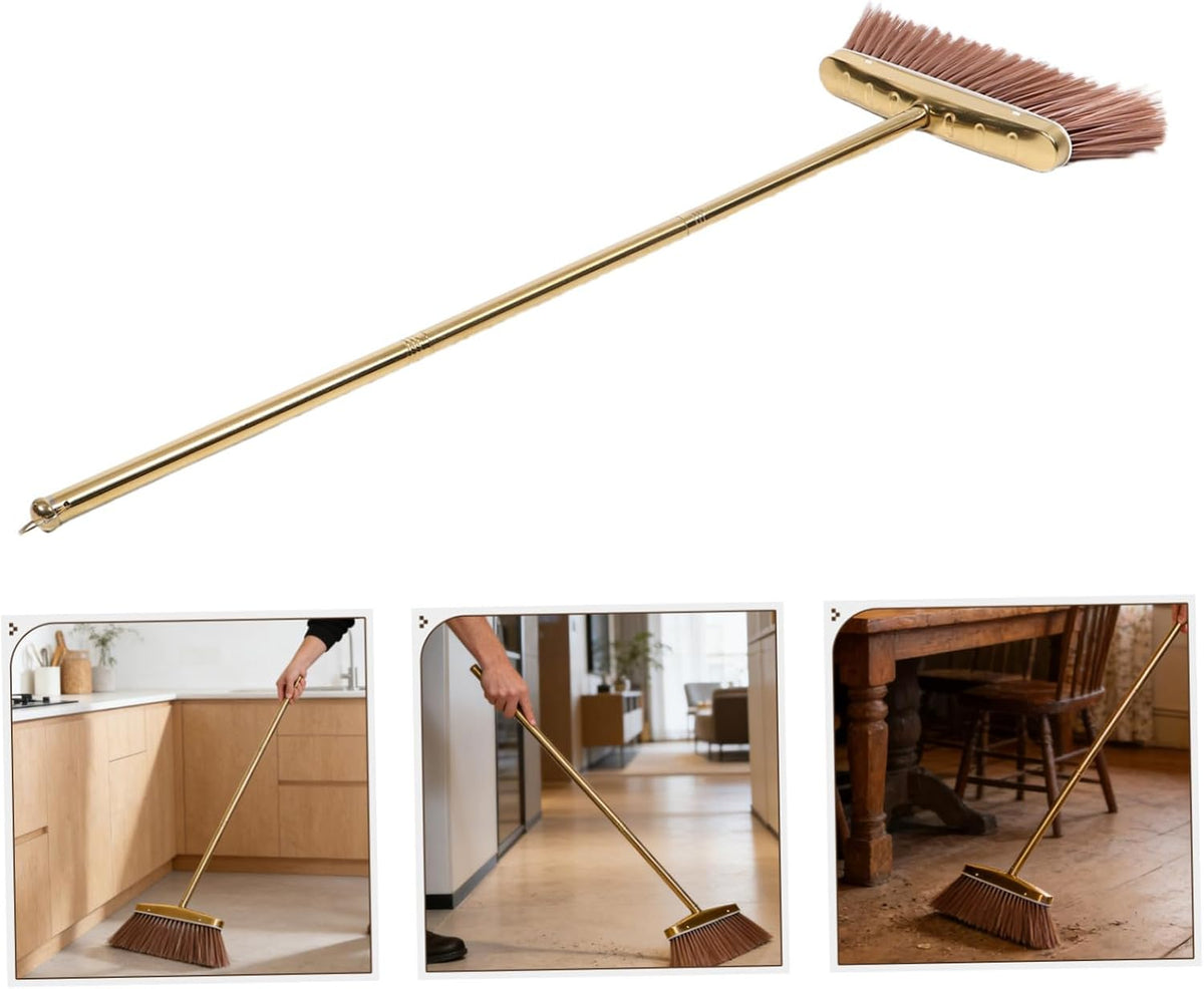 Zerodeko Heavy Duty Stainless Metal Outdoor Broom with Detachable Handle, Thick Sturdy Sweeping Broom for Outdoor and Damp Indoor Environments, Space-Saving Patio Cleaning Brush
