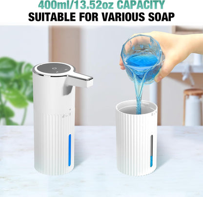 2 Pack Automatic Soap Dispenser: 14oz Plastic - Foaming Touchless 4 Level Adjustable Wall Mount Foam Black Rechargeable Electric Auto Smart Soap Dispenser Set - Bathroom Kitchen Hand Dish Lotion