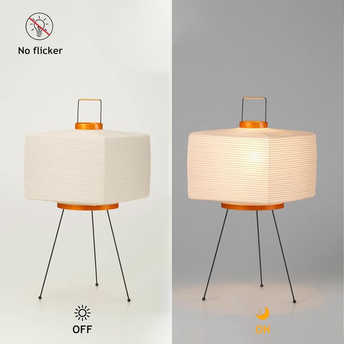 Noguchi Japanese Rice Paper Floor Lamp, Wabi Sabi Style Square Rice Paper Lampshade Lantern Lamp, Used as an Atmospheric Decorative Lighting Fixture for Bedside Bedroom Living Room Tea Room