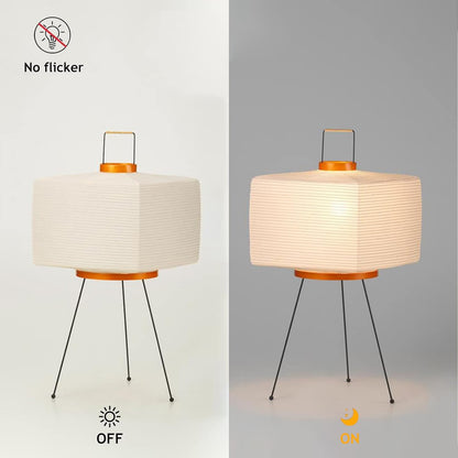 Noguchi Japanese Rice Paper Floor Lamp, Wabi Sabi Style Square Rice Paper Lampshade Lantern Lamp, Used as an Atmospheric Decorative Lighting Fixture for Bedside Bedroom Living Room Tea Room