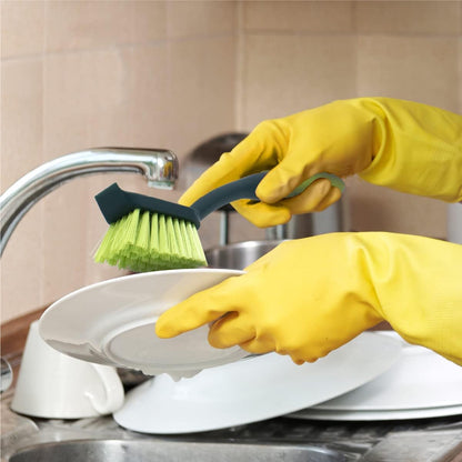 Pine-Sol Scrub Brush Set - Long Handle Cleaning Brushes with Heavy Duty Bristles and Comfort Grip - Scrubbers for Kitchen, Household, and Dishwashing, 2 Pieces