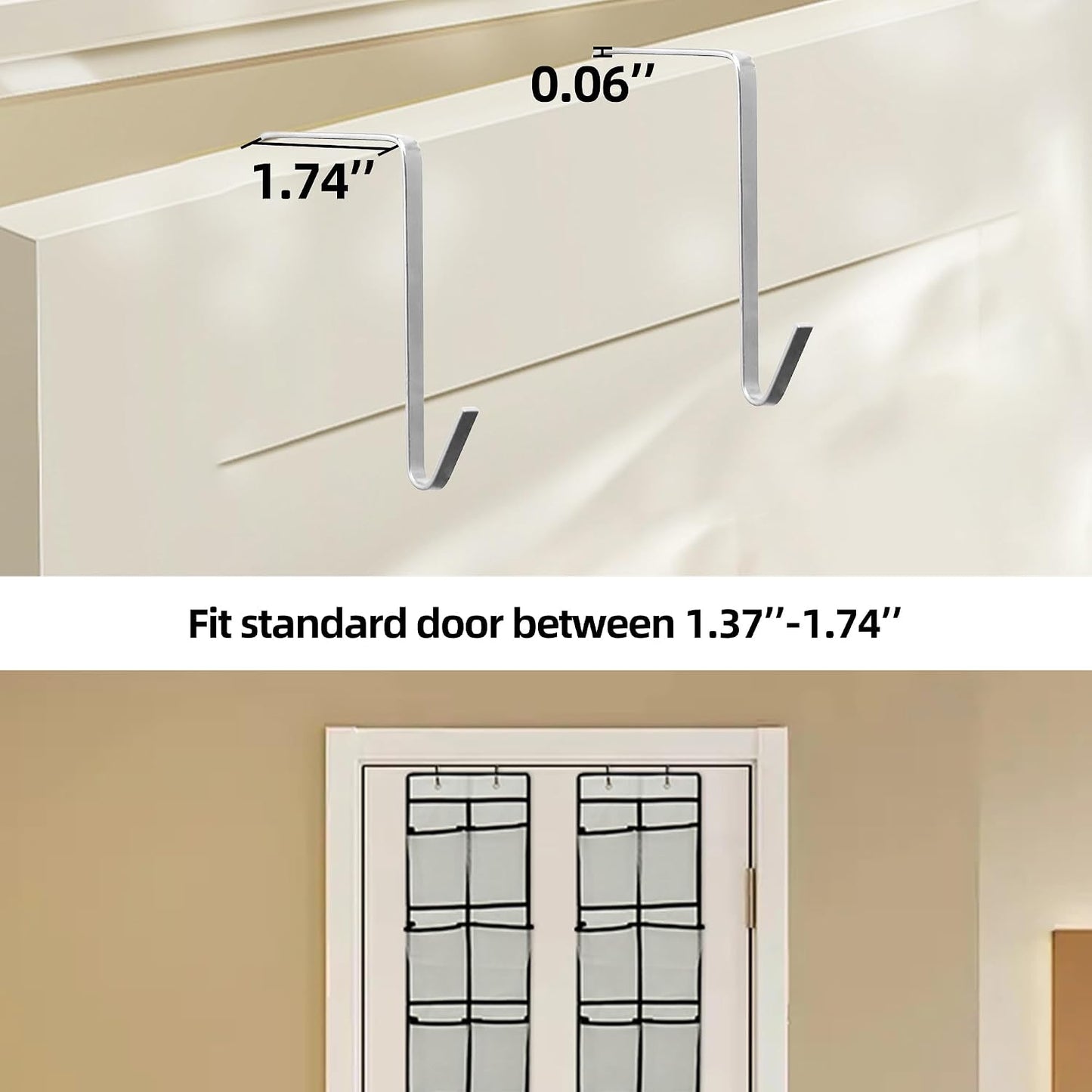 PVWSG Over The Door Shoe Organizer, 14 Large Mesh Pockets Hanging Shoe Rack for Closet Organizers and Storage, White, 2-pack (white)
