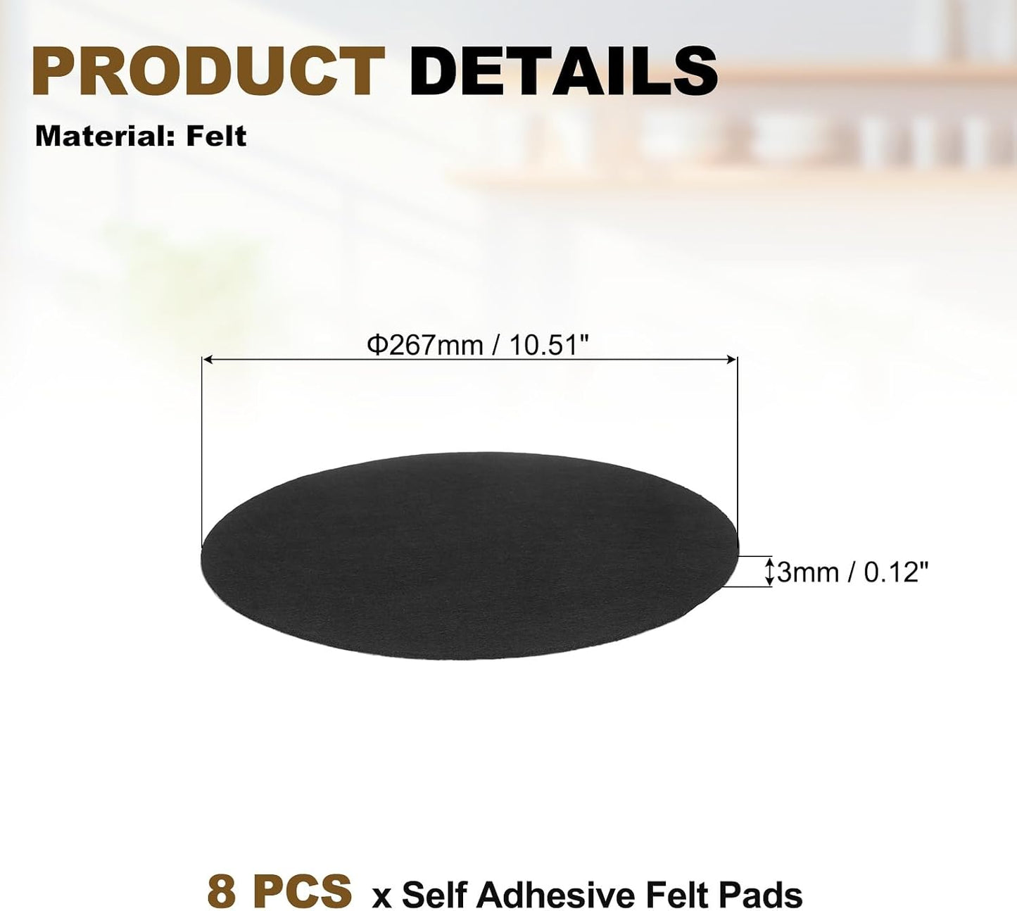 uxcell 32Pcs Non Slip Furniture Pads, 3" Round Self Adhesive Felt Bumpers Noise Reducing Furniture Feet Floor Protector for Chairs Tables Furniture Legs (White 0.2" Thick) - Colors B