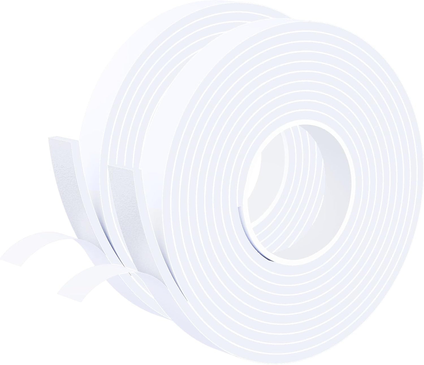 Foam Weather Stripping Door Seal,1 Inch W x 1/17 Inch T x 33 Feet White Window Sealing Tape，Single-Sided Self-Adhesive Insulation Sealing Strip