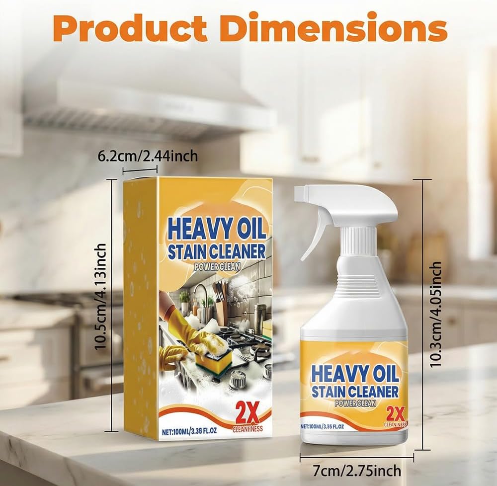Kitchen Heavy Oil Cleaner, Heavy Duty Stove Top Cleaner & Oven Cleaner - Bio-Enzyme Degreaser for Range Hood Stove & Oven, Lemon Scent (1pcs 100ML)