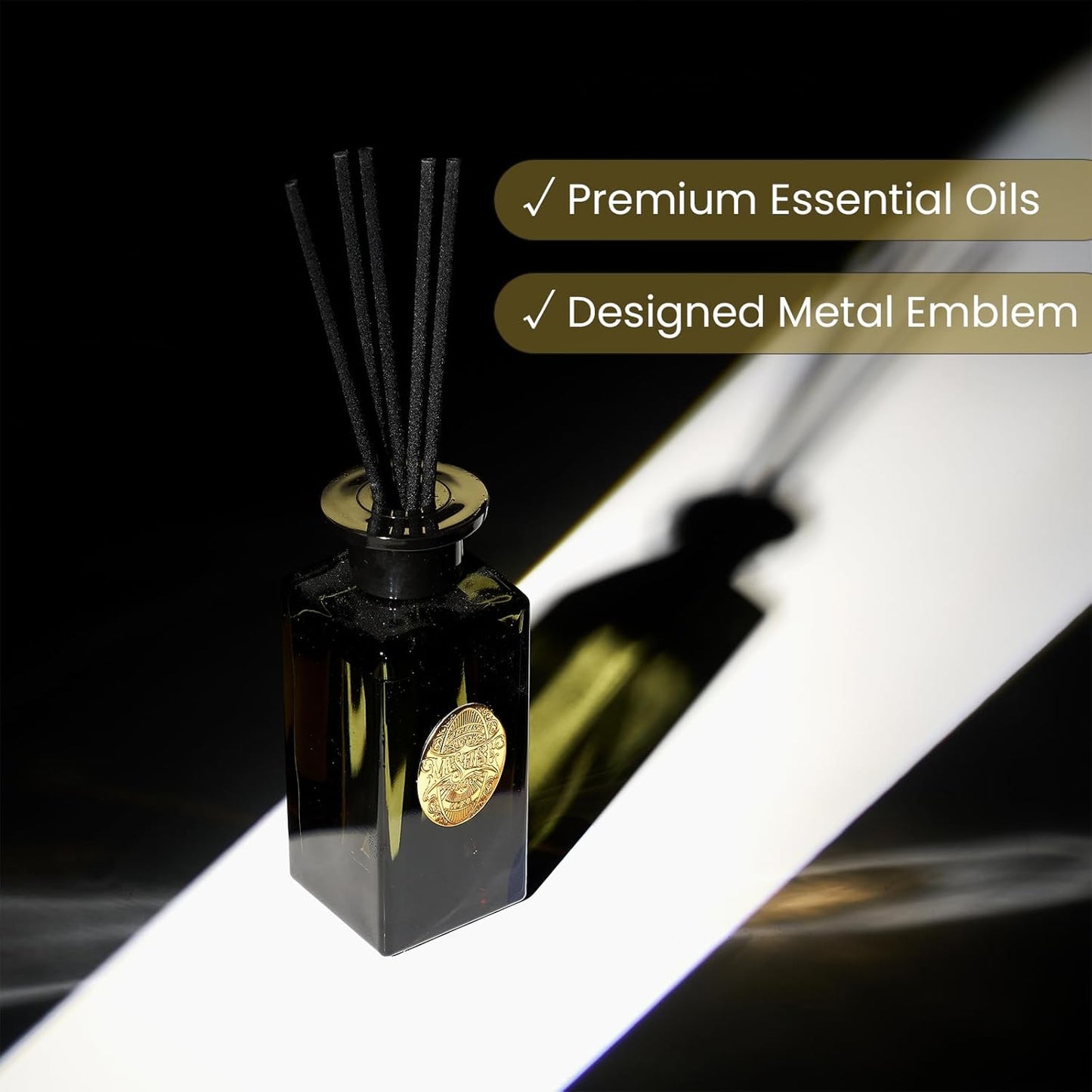 M&SENSE 6.3 oz Large Reed Diffuser Set | Lime+Basil Scent Oil Diffuser with Sticks | Hotel Collection Non-Toxic Home Fragrance |for Bedroom Bathroom Living Room - Colors A