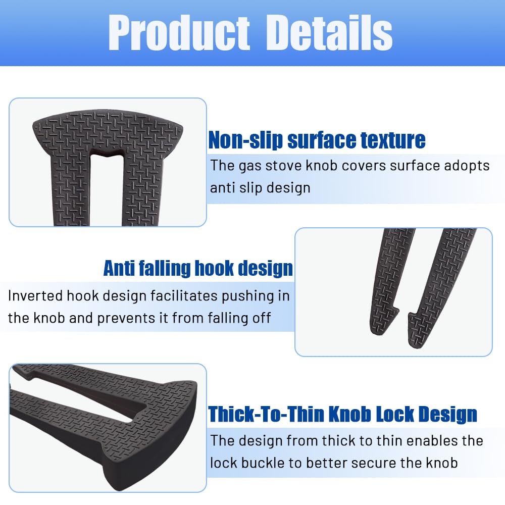 6PCS Gas Stove Knob Safety Covers, Baby Burners Proof Stove Knob Lock, Children and Pets Silicone Safety Stove Knob Lock, Heat-Resistant Stove Locks(Black)