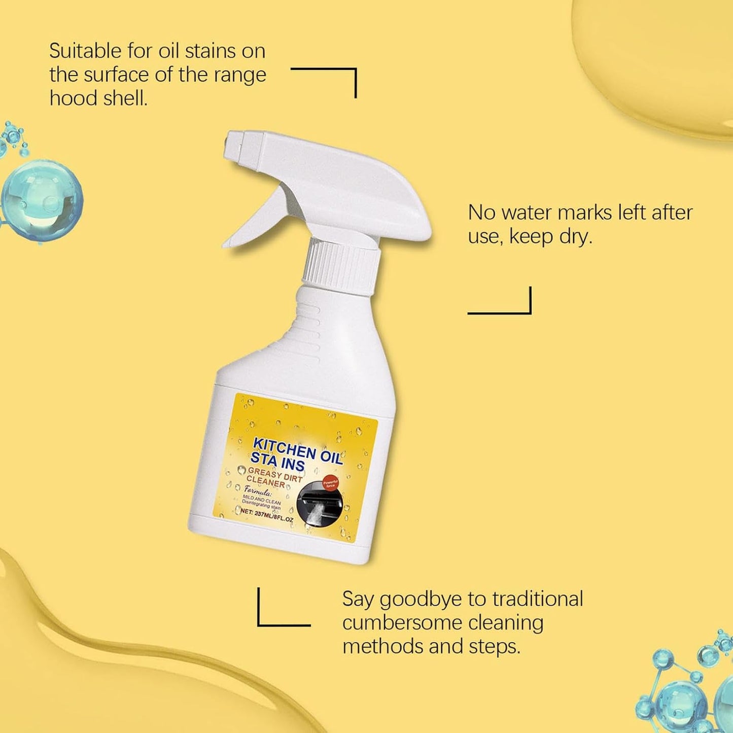 Degreaser Cleaner Heavy Duty - Kitchen Grease Cleaner 237ml - Heavy Duty Multi-surface Degreaser - Removes Oil Stains, Grease, Grime - Fresh Scent - For Kitchen, Bathroom (2)