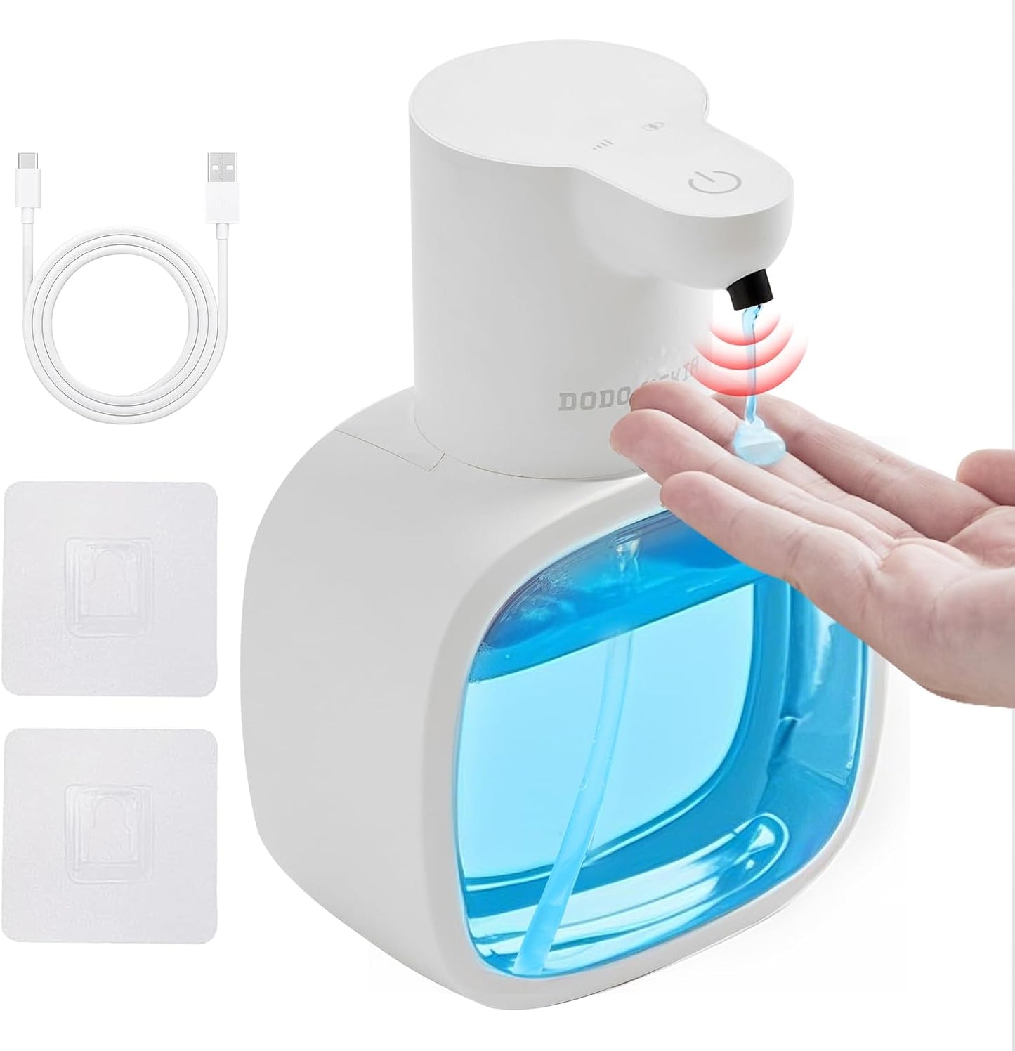 Automatic Liquid Soap Dispenser, 17oz/500ml Touchless Rechargeable with 4-Level Adjustable & IPX5 Waterproof - Level Display for Wall/Tabletop Use in Bathroom, Kitchen, Black
