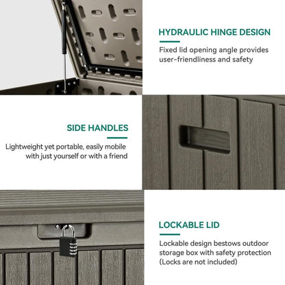 YITAHOME 100 Gallon Large Outdoor Deck Box | Waterproof Resin Storage Box, Lockable Indoor Outdoor Storage Container for Patio Furniture Cushions, Pool Accessories