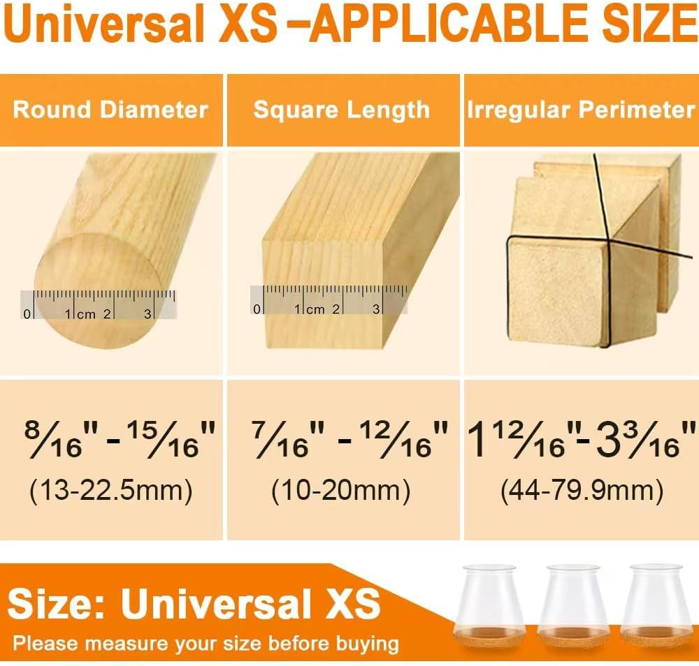 VIUME 24 Pcs Chair Leg Floor Protectors for Hardwood Floors Silicone Covers Felt Pads Furniture Leg Caps Anti-Scratch Reduce Noise Fit (1-5/16" to 2")