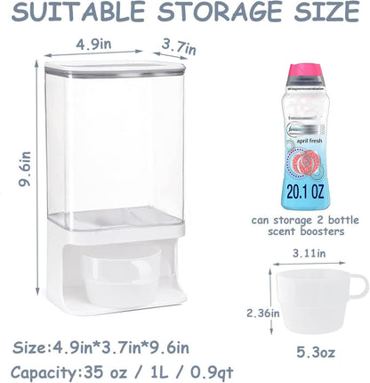 105 Oz Laundry Detergent Dispenser with Nail - Wall Mounted Scent Booster Beads Container, Softener Beads Storage, Rice Dispenser, Dry Food/Solid Grain Organizer