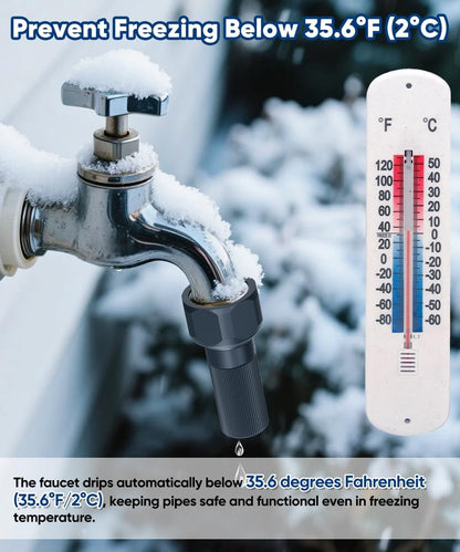 3/4-Inch Thread Faucet Freeze Protection Valve, Freeze Proof Faucet Cover for Outdoors, Winter Frost Proof Auto Temperature Control for Garden, Lawn & Yard Spigot, Grey, 2pcs