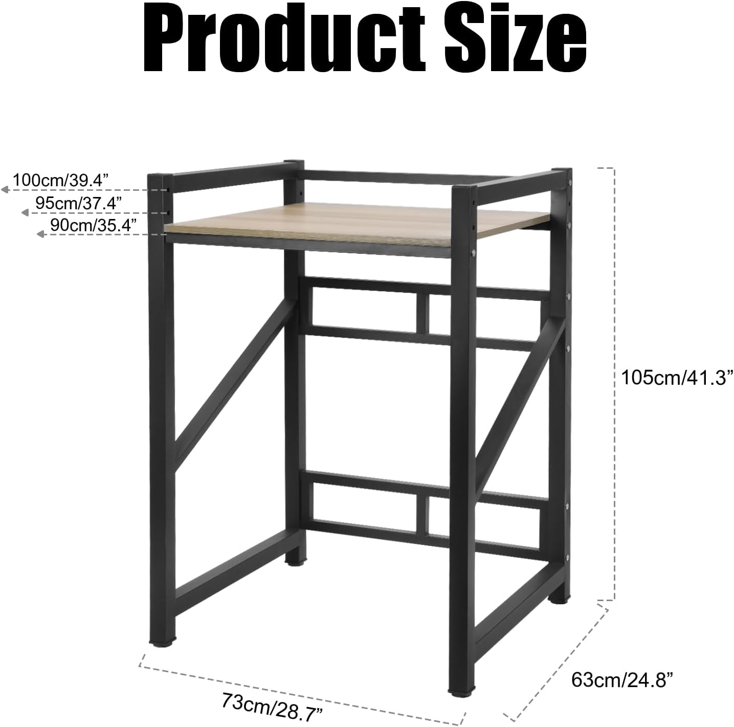 hatleues Over The Washer Storage Shelf - Adjustable Height Laundry Room Organizer with Countertop, Heavy Duty Washing Machine Stand for Detergents & Supplies, Space-Saving Organizers Shelf Black